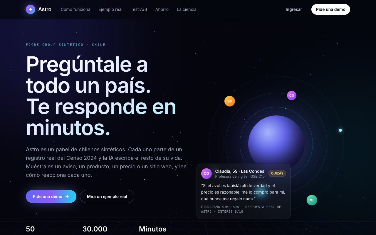 Versión A: “Pregúntale a todo un país. Te responde en minutos.”